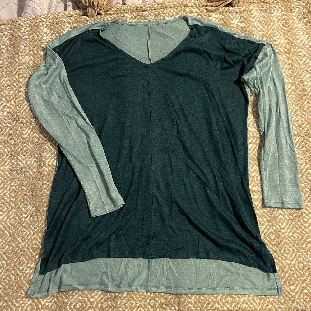 NWOT Loft Outlet Green Color Block Top
